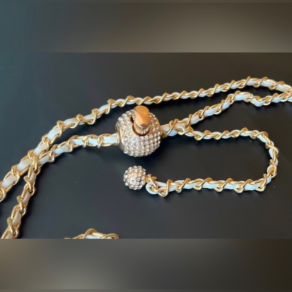 Luxury Rhinestones Replacement
Adjustable Chain Shoulder Bag Strap-white/Gold - Picture 3 of 8